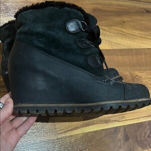 Women's Black Wedge Boots